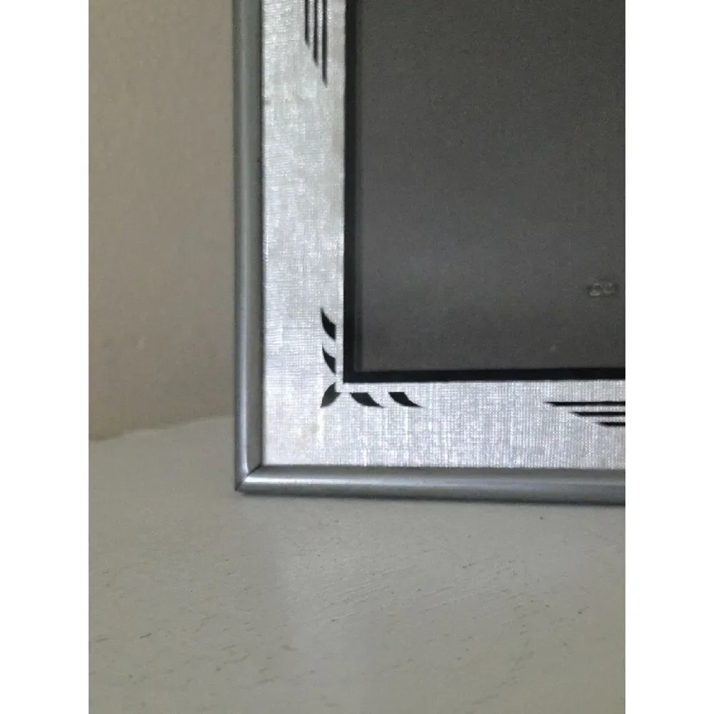 Silver Decorative Photo Frame with Black Accents